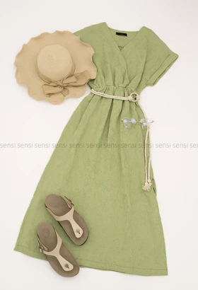 پیراهن ضربدری کمرکنفی کد1005343