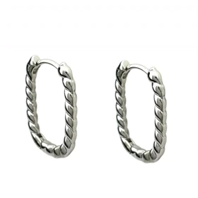 گوشواره زنانه حلقه‌ای طرح بافت ژوپینگ مدل ماری