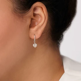 گوشواره حلقه‌ای قلبی سفید برند ژوپینگ