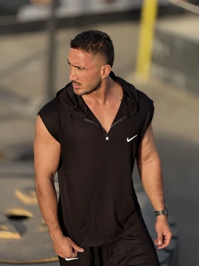 ست هودی و شلوارک نیم زیپ NIKE مشکی