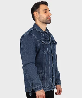 کت جین آبی تیره زخمی 0211