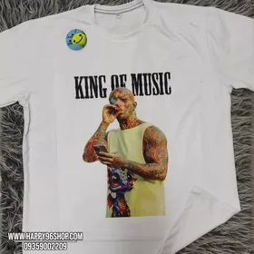 تیشرت با طرح تتلو King of Music کد T - 4008