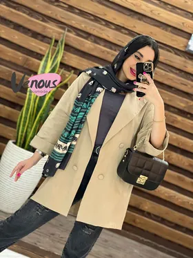 مانتو کتی چهاردکمه یقه پهن