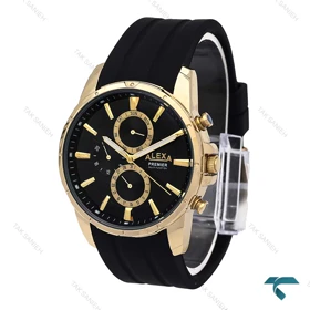 ساعت مچی الکسا A0102 پریمیر مردانه طلایی مشکی Alexa-6210-G