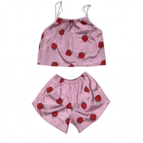 ست تاپ و شلوارک طرح توت فرنگی 221