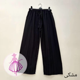 شلوار شانتون نیم بگ کژوال در رنگبندی متنوع(کد1452) (مشکی)