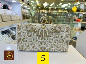 کیف مجلسی دستی نگین‌دار تاج