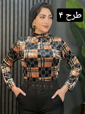 بلوز مخمل یقه شل کد 1617