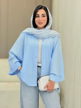 مانتو پانچ آستین پاکتی تک جیب