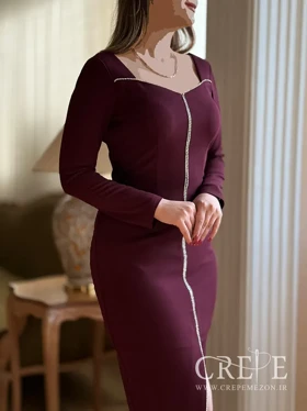 پیراهن کرپ دالقیچ نواردوزی