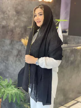 شال مشکی لبه زیپی کد : L155