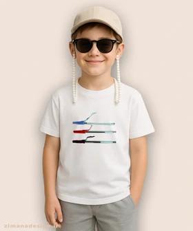 تیشرت بچگانه نوستالژی طرح خودکار جویده شده