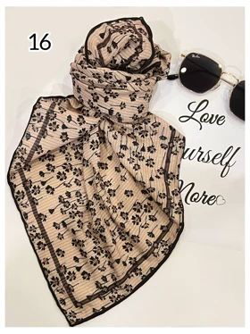 مینی اسکارف نخی موکا دست دوز 3732