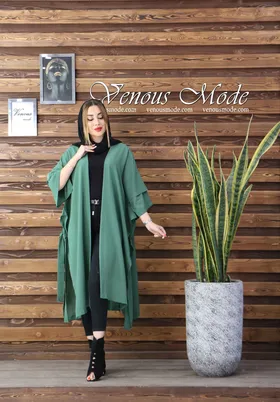 مانتو حریر میله ای بغل بنددار