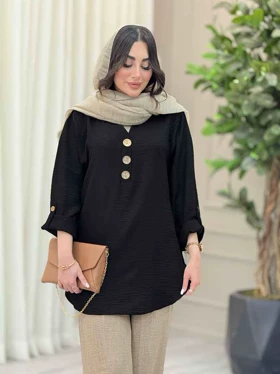 مانتو بغل سه دکمه چوبی