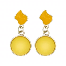 گوشواره دخترانه فانتزی مدل دایره زرد