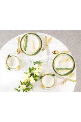 سرویس غذاخوری 6 نفره Madame Coco مدل Mining Bone China - سبز