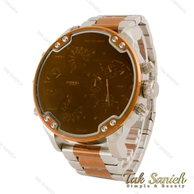 ساعت دیزل هفت موتوره دورنگ رزگلد صفحه قهوه ای Diesel-4505-G