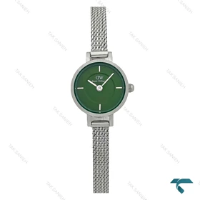 ساعت مچی DW زنانه گرد مینی حصیری سیلور صفحه سبز DW-7970-L