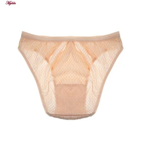 شورت زنانه لین مدل اسلیپ زنبوری جلو توری کرم کد 4681-528