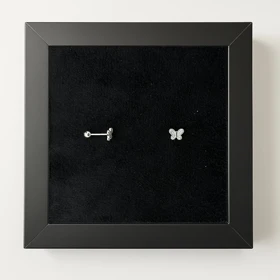 پیرسینگ نقره گوش طرح پروانه نگین‌دار (جفت)