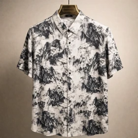 محصول فوق لوکس مستر کوالیتیپیراهن طرح هاوایی موکا ضد چروک با پارچه فوق استثنایی