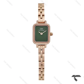 ساعت DW زنانه مینی Quadro رزگلد صفحه سبز مهندسی بندفلزی DW-10676-L