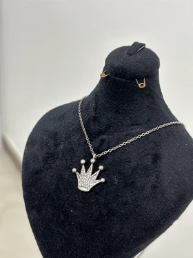 گردنبند نقره زنانه مدل تاج 972