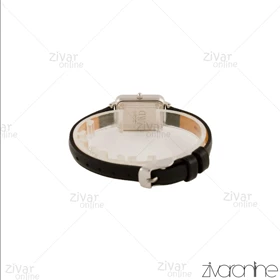 ساعت دنیل ولینگتون زنانه کوادرو قاب نقره ای صفحه مشکی بند چرم 105632