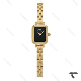 ساعت DW زنانه مینی Quadro طلایی صفحه مشکی مهندسی بندفلزی DW-10682-L
