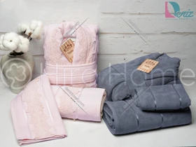 حوله ست عروس و داماد لاوینتا نوک مدادی و صورتی روشن