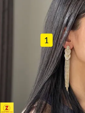 گوشواره بلند جواهری نگینی زنانه