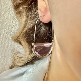 گوشواره کریستال صورتی طرح سوارسکی