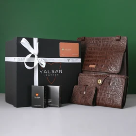 ست هدیه زنانه چرم یلسان مدل ساینا کد RDS-CHN-056-GC