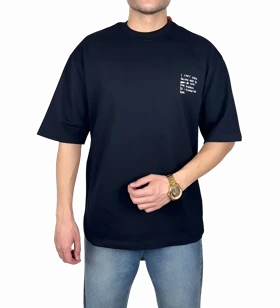 تیشرت آستین کوتاه مردانه مشکی طرح دار گرافیکی