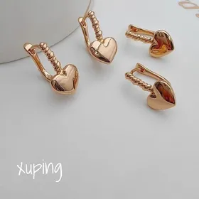 گوشواره زنانه ژوپینگ مدل قلبی آبکاری طلا