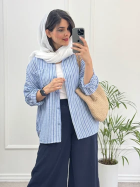 مانتو لینن راه راه نازلی