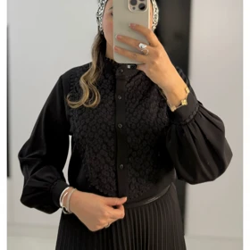 شومیز مجلسی زنانه مدل انجل (مشکی)