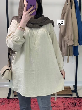 تونیک مانتویی جنس شانتون نخ