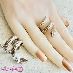 انگشتر زنانه ژوپینگ مدل مار نقره ای رنگ کد 5991