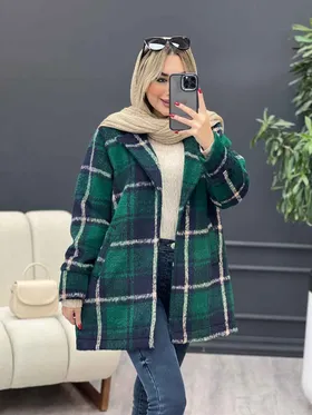 پالتو چهارخونه یقه انگلیسی