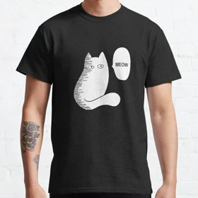 تیشرت مرد تک مشتی | تیشرت One Punch Man طرح Cat meow funny Saitama meme کد 124049