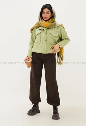 بامبر کتان کج راه جلو زیپ کد1004649