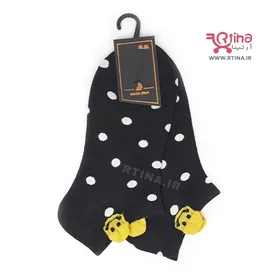 جوراب کوتاه طرح دار رنگ مشکی مدل خالدار EMOJI-01
