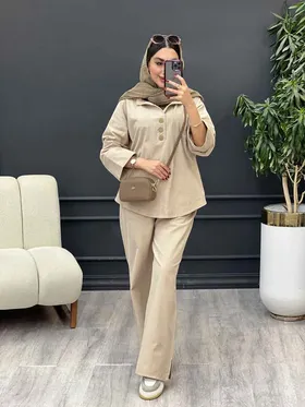 ست مانتو و شلوار سه دکمه آلیس