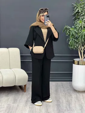 ست مانتو و شلوار دو دکمه آستین پاگن