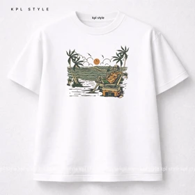 تیشرت باکسی 100٪ پنبه طرح (Hawaii) | کد 1366