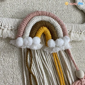 دیوار کوب مکرومه کودک رنگین کمان و ابر