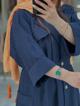 پیراهن ماکسی دکمه چوبی