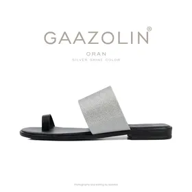 صندل اران گازولین مشکی نقره‌ای - GAAZOLIN Oran Sandals Silver Shine